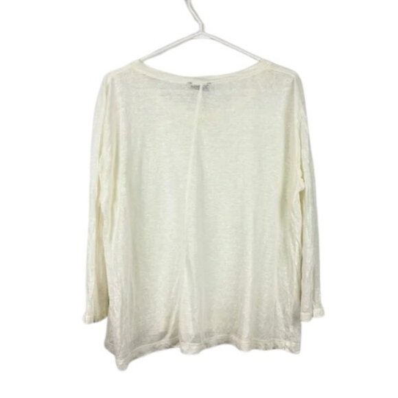 Club Monaco cream relaxed 3/4 sleeve blouse size US L - Picture 3 of 6